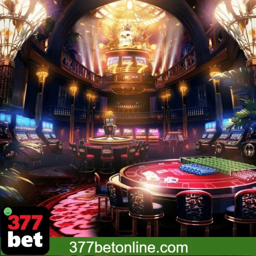 Imagem mostrando o cassino ao vivo da 377BET com dealers reais conduzindo jogos de mesa